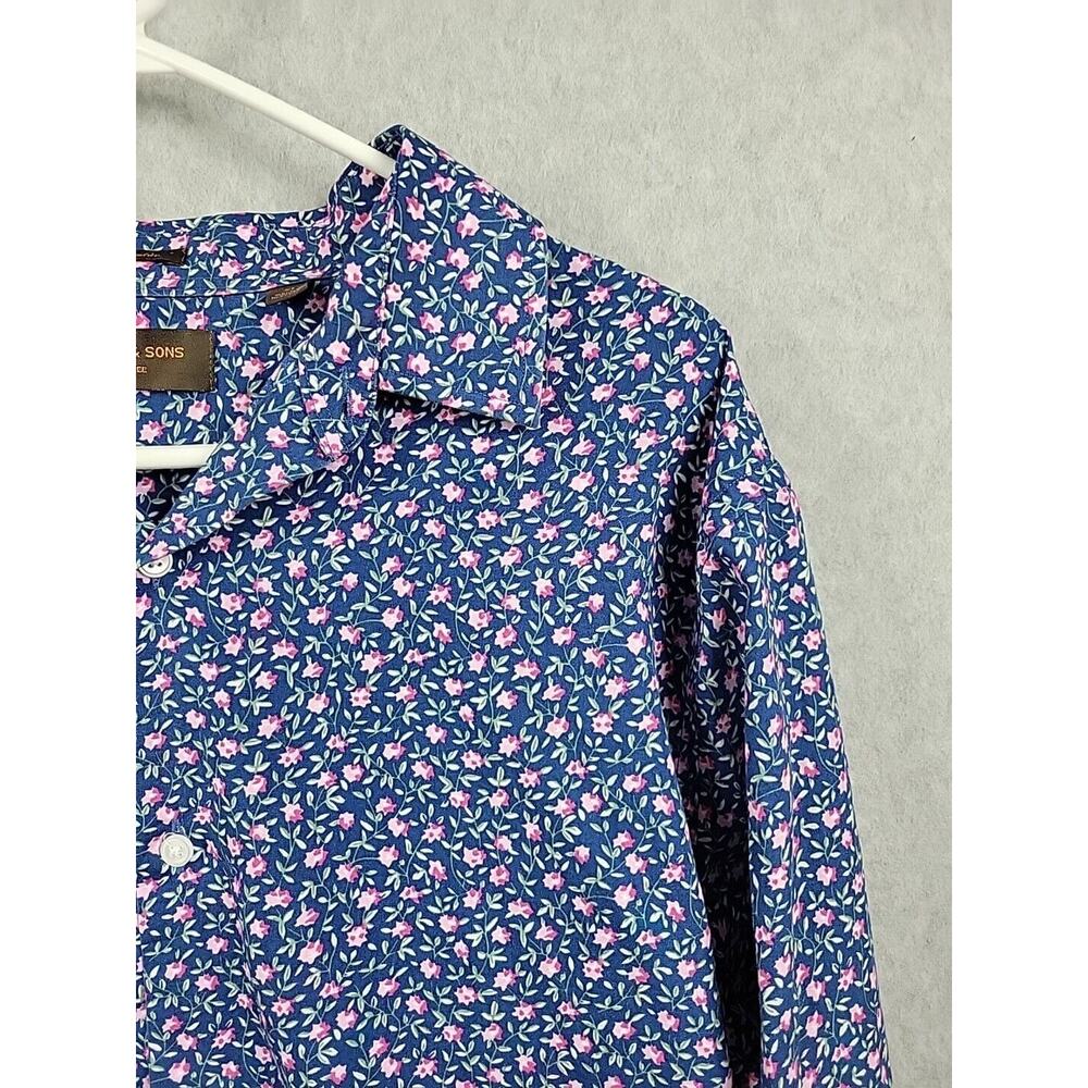Fairlane & Sons 100% Cotton Blue Tiny Floral Long Sleeve Button Up Shirt Mens XL - Picture 4 of 12